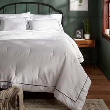 3Luxe Embroidered Border Comforter and Sham Set - Threshold: Cotton Sateen 310