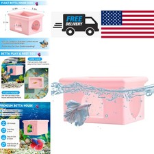 Compact Pink Betta Fish Hideout Cave with Floating Design for Aquatic Pets