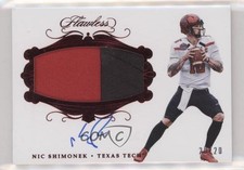 2018 Panini Flawless Collegiate Rookie Ruby 20/20 Nic Shimonek Patch Auto nd3