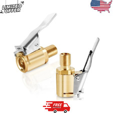 2-pack Brass Tire Air Chuck Locking Quick Connect Inflator Hose Adapter No Lea
