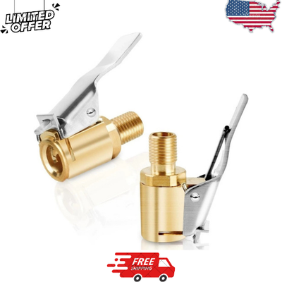 #ad #ad 2 Pack Brass Tire Air Chuck Locking Quick Connect Inflator Hose Adapter No Lea $4.98