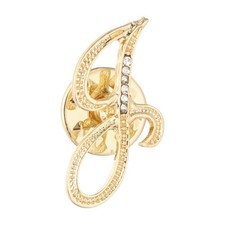 Rhinestone Letter Lapel Pins, Alphabet Brooch Pins, Gold Tone, Letter J