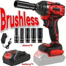 1000Nm Cordless Electric Impact Wrench Gun 1/2'' High Power Driver + 2Batteries