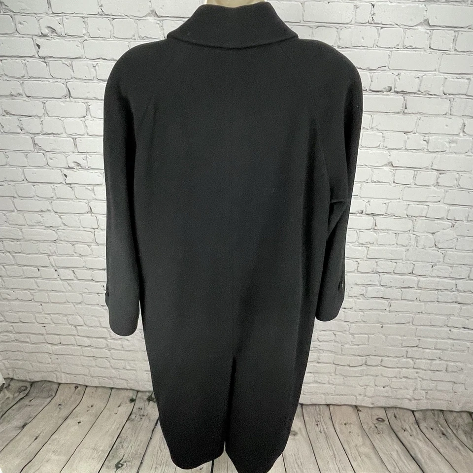 Abrigo Largo De Colección Larry Levine Negro Corderos Lana Cachemira Abotonado Polonia Talla 10 Foto 2 de 4