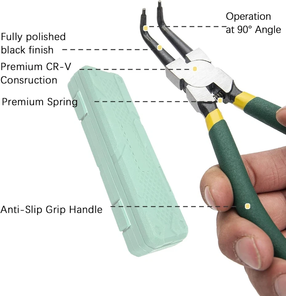 4Pcs 7" Internal/External Snap Ring Pliers Set Heavy Duty Circlip Pliers Kit - Image 3 of 4