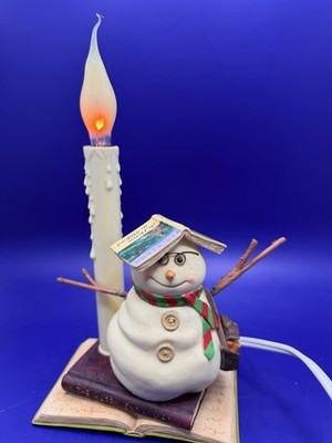 Hallmark Jan Karon Mitford Bookworm The Happy Snowman Flickering Candle Lamp