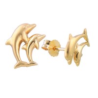 Ohrstecker Ohrring 10X7Mm Delfin-PäRchen Matt-GläNzend 9Kt Go*D | Gallay