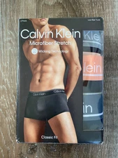 CALVIN KLEIN new Microfiber Stretch 3 Pair Low Rise Trunk Underwear~Men's Size L
