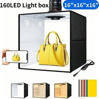 16''x16'' LED Photo Studio Light Box Folding Photography Shooting Tent Background
