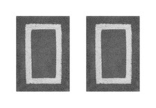 100 Cotton Hotel Collection Bath Mats Set, Gray  White Mats - Tufted, Rever...