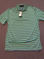 Ralph Lauren RLX Golf Reflective Green Striped Polo Medium