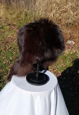 Real  Black Fox Fur with white tip tail. Hat fits up to large womans or mens