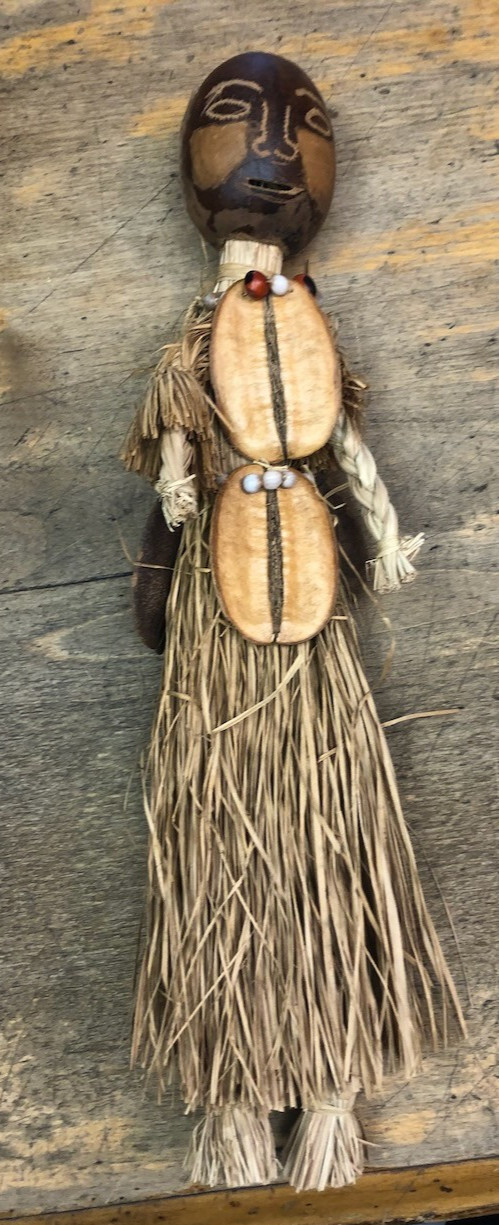 Vintage Traditional Amazon River Tribe Handmade Straw Doll F