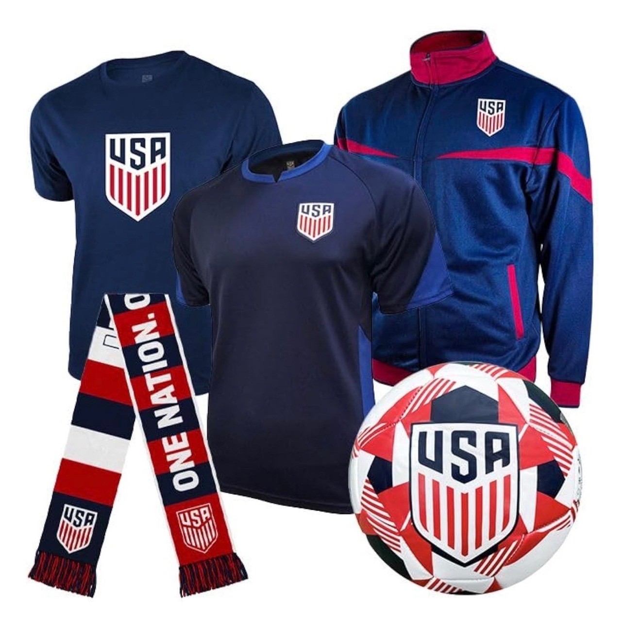 Icon Sports US Soccer Federation Ultimate Fan Pack Jacket Jersey Scarf Ball S
