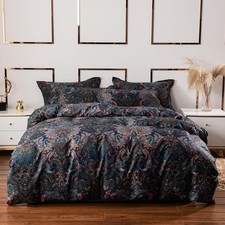 Luxury Vintage Black Duvet Cover Sets Damask Paisley Bedding Set Retro 100 