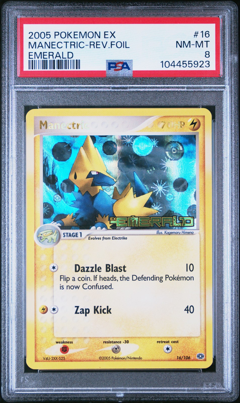 Manectric Reverse Holo 16/106 Emerald Pokemon PSA 8