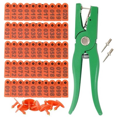 Aplayfulbee Sheep Ear Tag 001-100 Number Plastic Livestock Tags Goat Punch