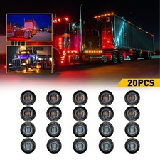 Amber Red LED Side Round Marker light Smoked 3/4" Truck Trailer Cab ATV Boat H