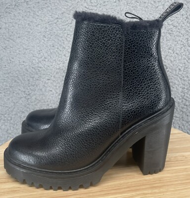 Dr Martens Magdalena FL Black Ankle Boots Fur Lined Dms Docs Size
