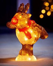 Christmas Pre-Lit Acrylic Reindeer Figurine, 39 cm