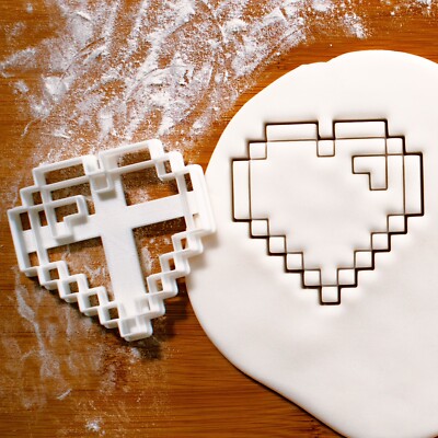 8-bit Heart Cookie Cutter - romantic love valentines day wedding 80s video gamer