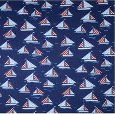 Quilter's Showcase Navy NAUTICAL SAILBOATS Cotton Fabric .861 yd 31" X 43"