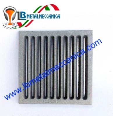 LB METALMECCANICA Grata,Fondello,Griglia,ghisa,camino,stufe,termocamino 20x20 cm LB-GC200200