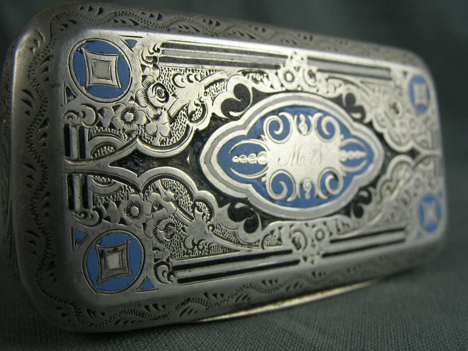 Antiguo estuche esmaltado Gran Francia 19 - Caja PLATA ESTERLINA * Napoleón III Foto 3 de 4