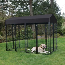 Welded Wire Large Huge Dog Kennel Fence with Cover Roof 4ft 8ft Metal XXL XL L
