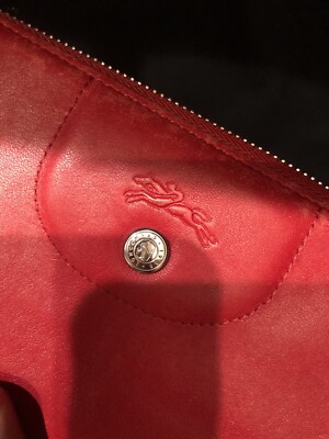 Authentic Preowned Longchamp Long Red Leather Wallet Good Condition Coin Slots