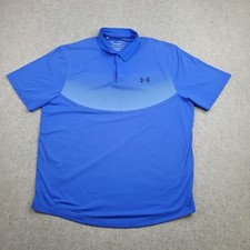 Under Armour The Iso Chill Polo Shirt Mens L Blue Geometric Short Sleeve Golf