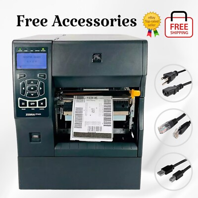 Zebra ZT420 TT Industrial 6'' Wide Label Printer 300 dpi Peel Rewind LAN USB BT