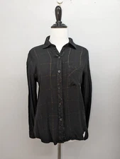 Rails Black Gold Metallic Windowpane Long Sleeves Button Up Shirt Pocket Size XS