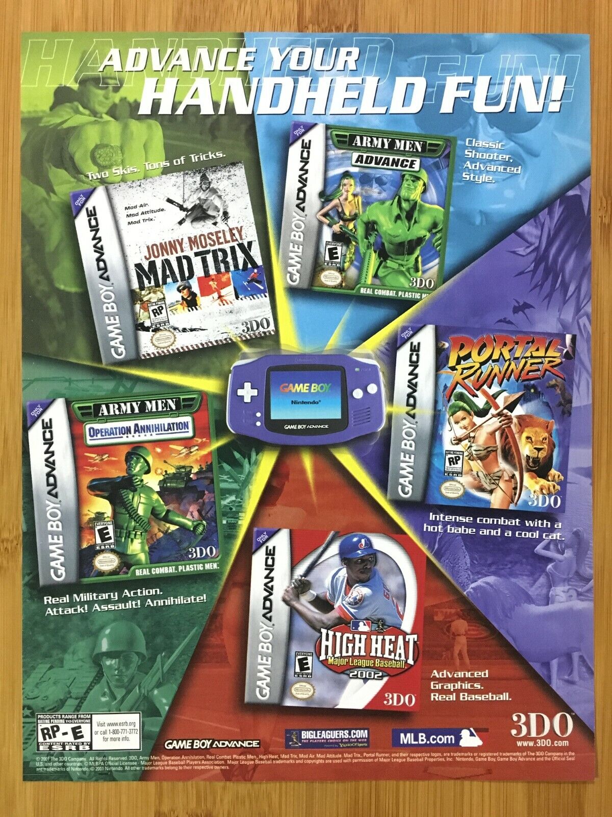 2001 GBA Game Boy Advance Console & Games Print Ad/Poster Official Promo  Art!