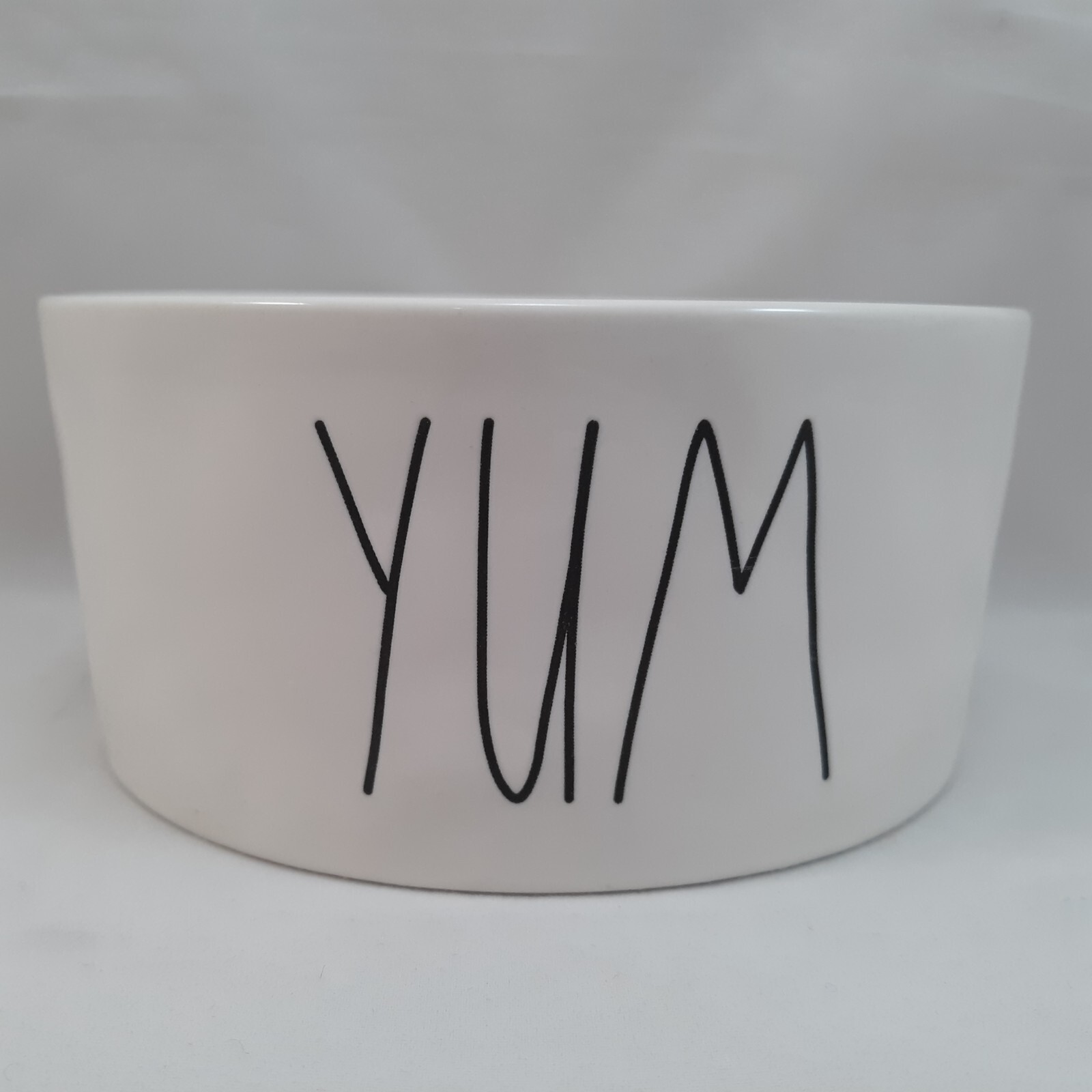 Water Dish Bowl White Ceramic Black Letters New