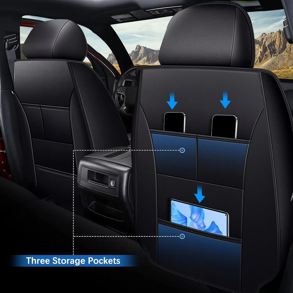 Truck Seat Covers Leather Front Rear Set For Chevrolet Silverado 1500 2007-2018 Foto 2 de 4