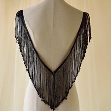 Elegant Beaded Tassel Fringe Embellishment Satin Ribbon Trim for Costumes
