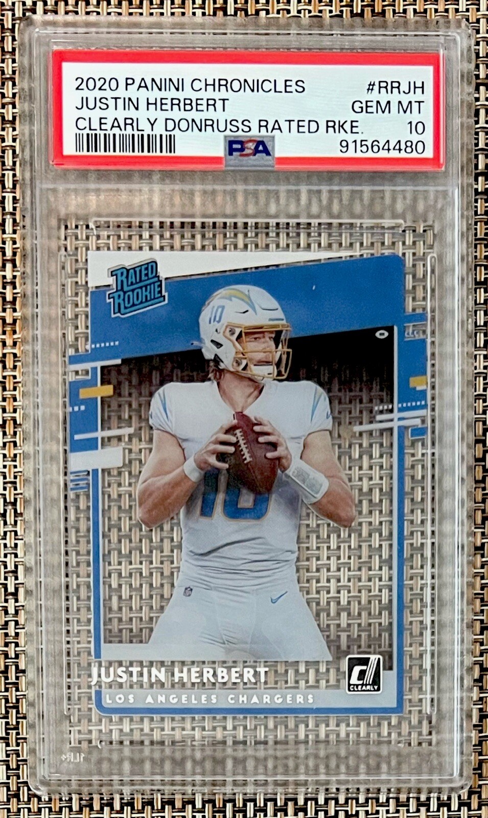 2020 Panini Chronicles Justin Herbert #RRJH Clearly Donruss Rated Rookies PSA 10