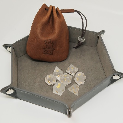 COMBO / Natural Frosted White Quartz Crystal Gemstone Dice Set DND RPG Accessory - Picture 2 of 6