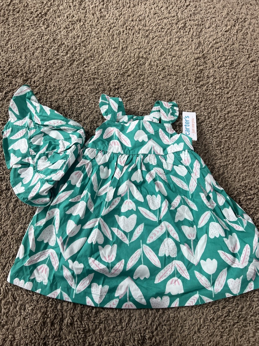 NEW NWT Carters Just One You Girls 24 Months Beautiful Green Dress With Hat NEW NWT Carters Just One You Girls 24 Months Beautiful Green Dress With Hat