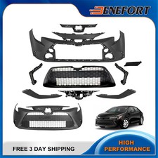 Complete Front Bumper Cover Grille Set Black For 2020-2022 Toyota Corolla Le