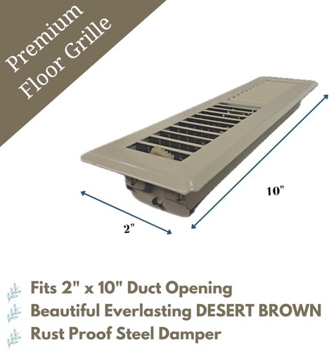 Everbilt 2x10" steel floor register-2 way design-brown-vent covers (lot of 2) - Picture 9 of 10