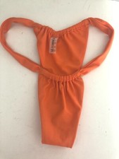 New ZAFUL S Bright Orange Bathing Swim Flat STRING BIKINI Bottoms GATHERED
