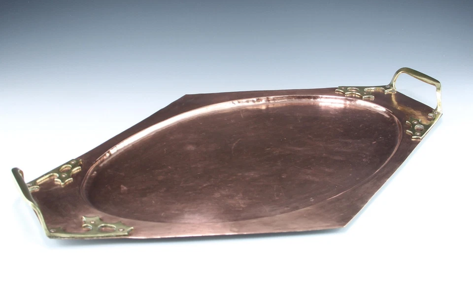 Großes Jugendstil Kupfer / Messing Tablett - 58 x 37,5 cm - circa 1910 - Bild 3 von 4