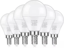 E12 LED Bulbs 60W Equivalent Daylight White 4000K Ceiling Fan Light Bulbs 6 Pack