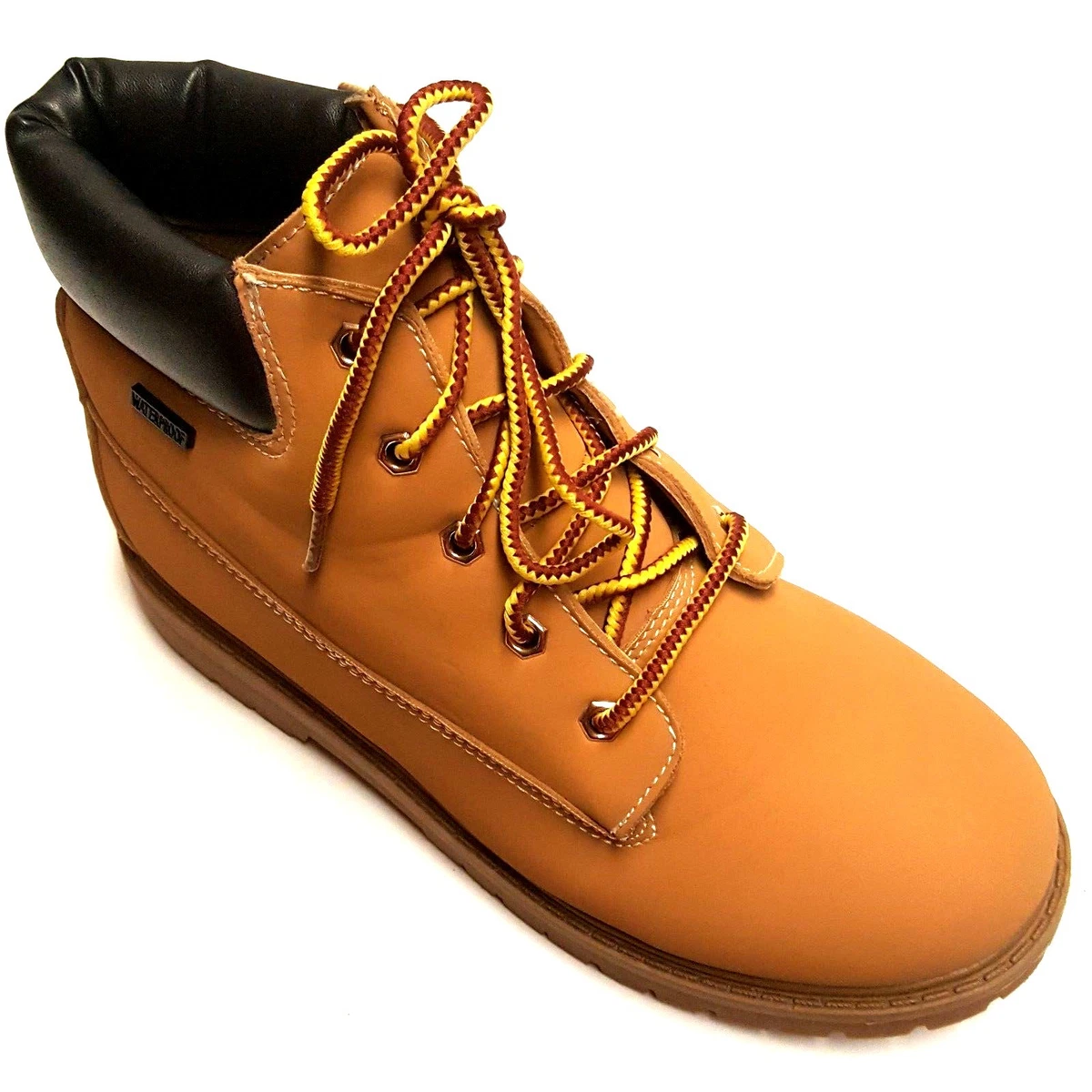 Outbound Trading Co. Boys 5M Tan Waterproof Faux Leather Hiking Casual Boots