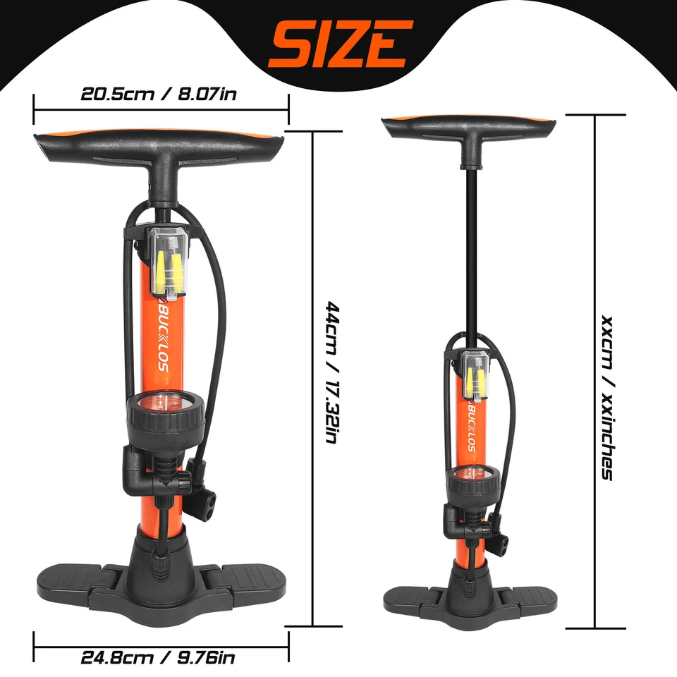 Cycling High Pressure Bike Foot Floor Pump Gauge & 160 PSI Presta/Schrader Valve - image 3 of 4