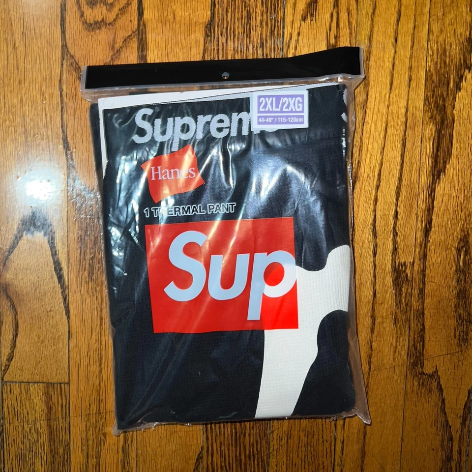 Pantalones térmicos Supreme Hanes Bones negros talla: XXL Foto 3 de 4