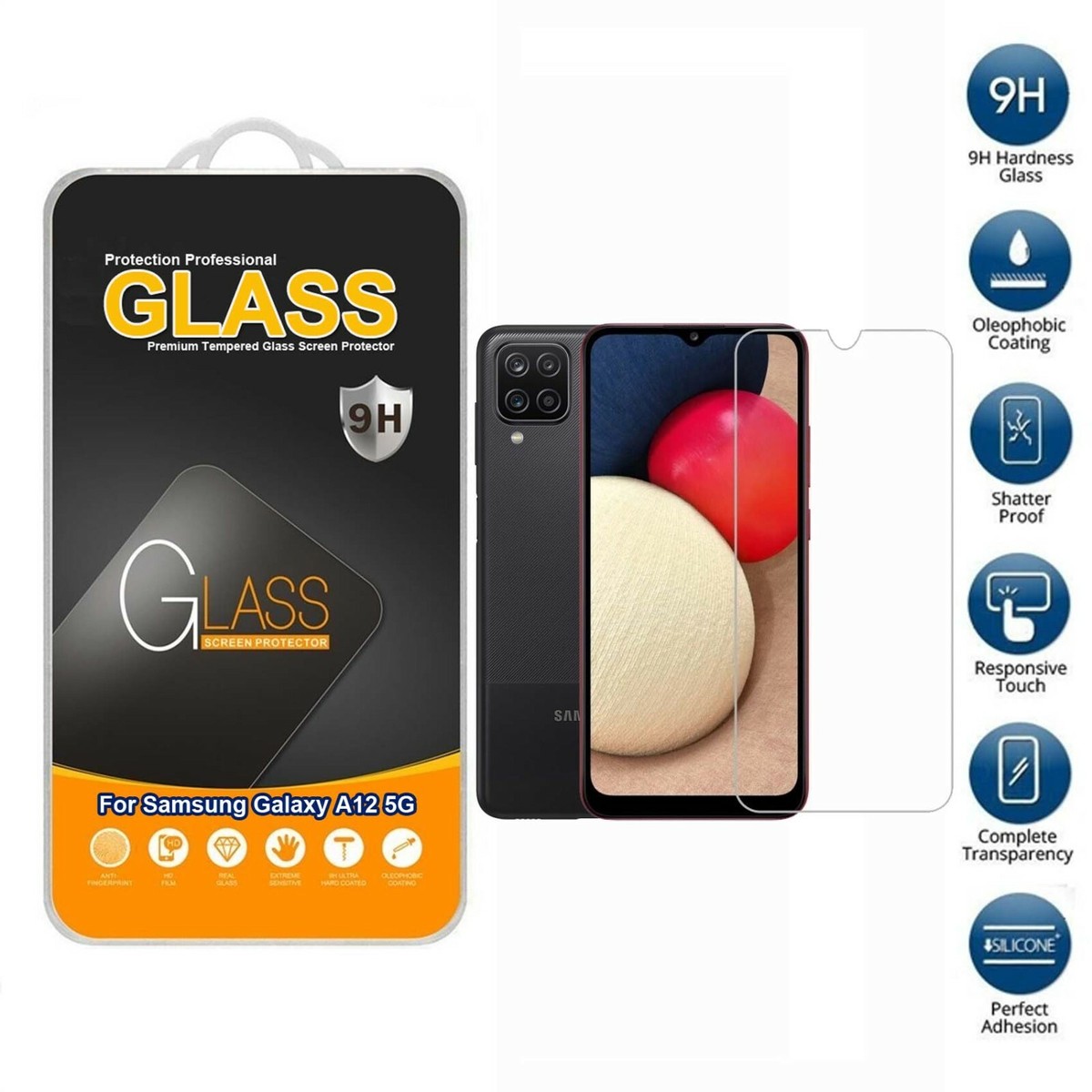For Samsung Galaxy A12 Tempered Glass Screen Protector UK