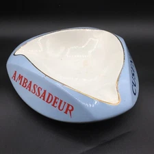 Vtg Ambassadeur Cusenier Ceramic  Table Ashtray Moulin Des Loups France 8x2.5”
